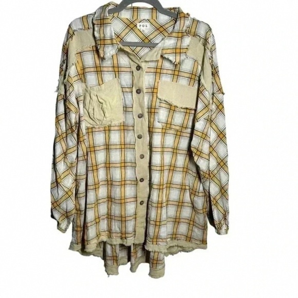 POL Yellow and Green Plaid Shirt